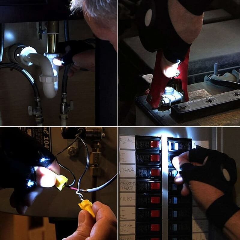  Fingerless LED Flashlight Gloves