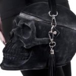 Velvet skull handbag