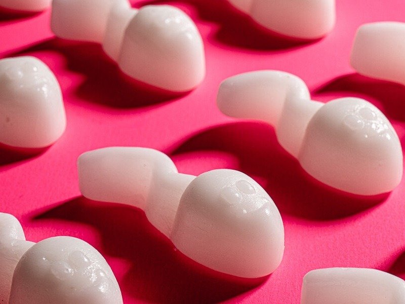Sperm-shaped gummies